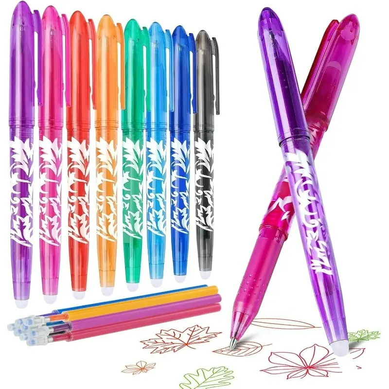 8pcs/set Erasable ballpoint pen, multi-color rolling ink ballpoint pen, 0.5mm fine pointed writing tool, suitable for children, adults, students, school office stationery, Rollerball Pen Set, Erasable Ballpen, Erasable Gel Pens