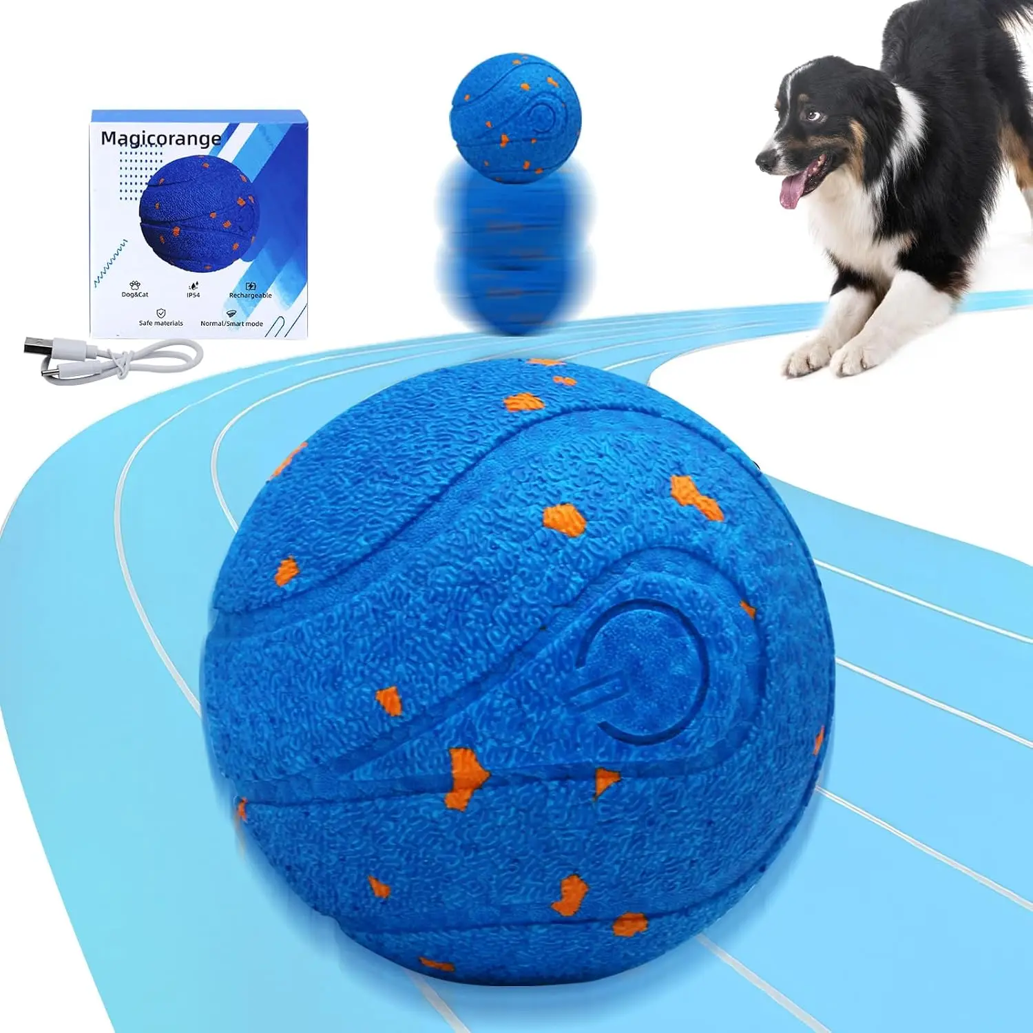 Automatic Auto-Roll Dog Toy - High-Density E-TPU Tennis Ball Style, Chase & Paw Interactive Herding Toy for Dogs & Puppies