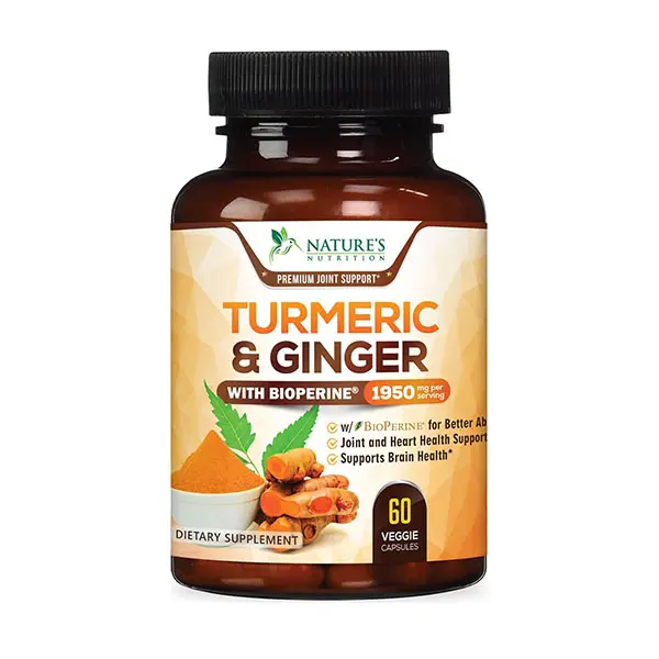 Turmeric Curcumin Supplement, 95% Curcuminoids with Organic Turmeric, Ginger & BioPerine Black Pepper Extract, High Absorption Formula, Supports Joint Comfort, Mobility & Antioxidant Health, Vegan, Non-GMO, 60 Capsules, Made in USA