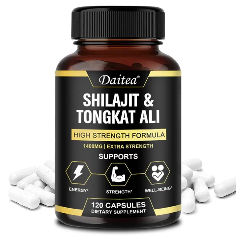 Daitea Dietary Shilajit & Tongkat Ali Capsules - Fitness Workout Supplement for Healthcare Support: Energy, Endurance, Vitality, Muscle Mass
