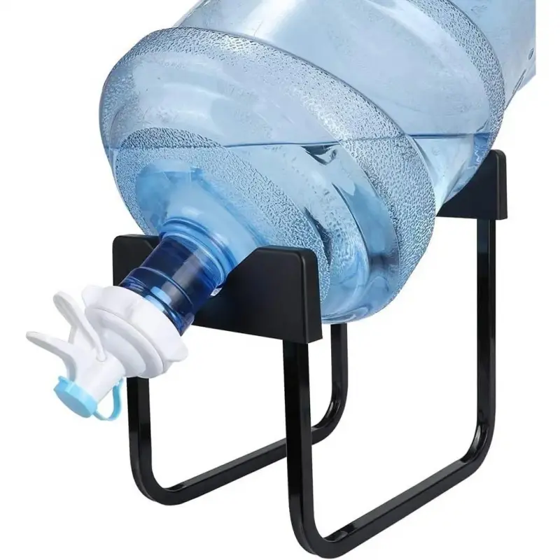 Metal 5 Gallon Water Jug Stand Dispenser with 2.15 Inch  Valve,Non-Slip Drinking Water Cooler Rack with Reusable Spout