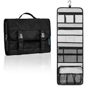 PAVILIA Travel Hanging Toiletry Bag for Women Men, Large Capacity Makeup Bag Kit, Waterproof Cosmetic Storage Organizer Case for Bathroom Shower