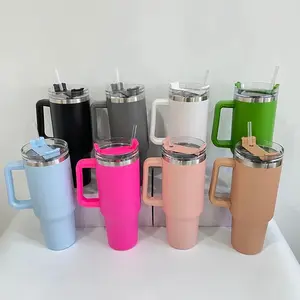 40 oz Tumbler with Handle - Thermal Vaccum Insulated - for Hot and Cold Beverages - Drinkware, Flasks cup drinking tumblers straw drinkware