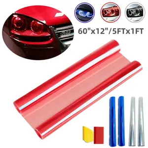 1-3 Pack Car Sticker Vinyl Wrap Decals Headlight Taillight Smoke Fog Light Film Tint Protector DIY Decoration Self-Adhesive + Hand Tool Kit Universal, 60"x12" / 5FTx1FT