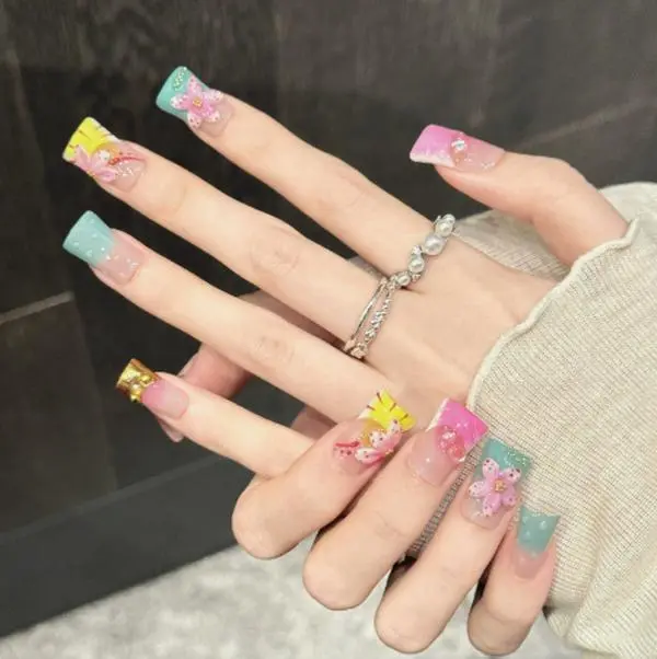 $9.9 Free Shipping Press-On Fake Nails Kit Set - Medium Length, Nude Gradient Coffin, Plain Oval, French Almond, Easy Apply, Daily Wear, Reusable Natural Beauty & Personal Care Nail Art Accessory with Long Term Value, Nail Kit Set, Multiple Shapes