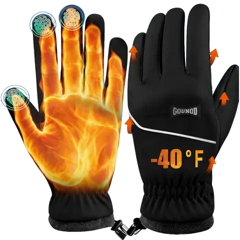GOUNOD 2-Pair Winter Gloves for Men & Women, Touchscreen Thermal Sports Gloves, Waterproof Windproof Non-Slip Grip for Cycling, Driving, Hiking & Skiing, Christmas Gift for Uncles, Boyfriend Christmas Gift