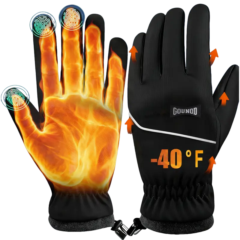 GOUNOD 2-Pair Winter Gloves for Men & Women, Touchscreen Thermal Sports Gloves, Waterproof Windproof Non-Slip Grip for Cycling, Driving, Hiking & Skiing, Christmas Gift for Uncles, Boyfriend Christmas Gift