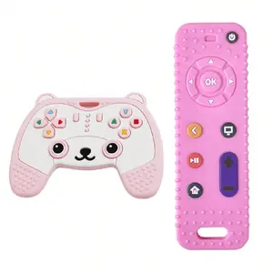 Silicone Teething Toys (2 Counts/set), Simulation Television Remote Control Baby Teether Toy, Game Console Control Teether Toy for Baby