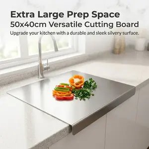 Extra Large Prep Space 50x40cm, 40cmx30cm Versatile Food Cutting Board, Durable Silvery Surface, Modern Aesthetic, Upgrade Your Kitchen, Non-Disposable Kitchen Chopping Board