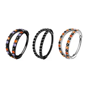 Oufer 20G Halloween CZ Double Hoop Nose Ring 316L Stainless Steel