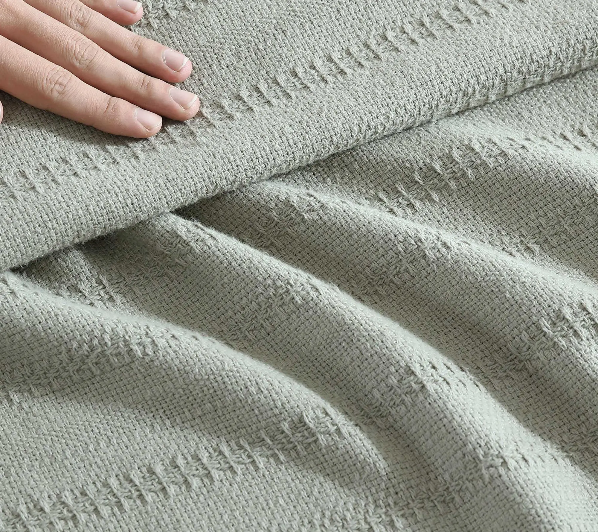 Eddie Bauer Woven Stripe Green Cotton Full/Queen Blanket
