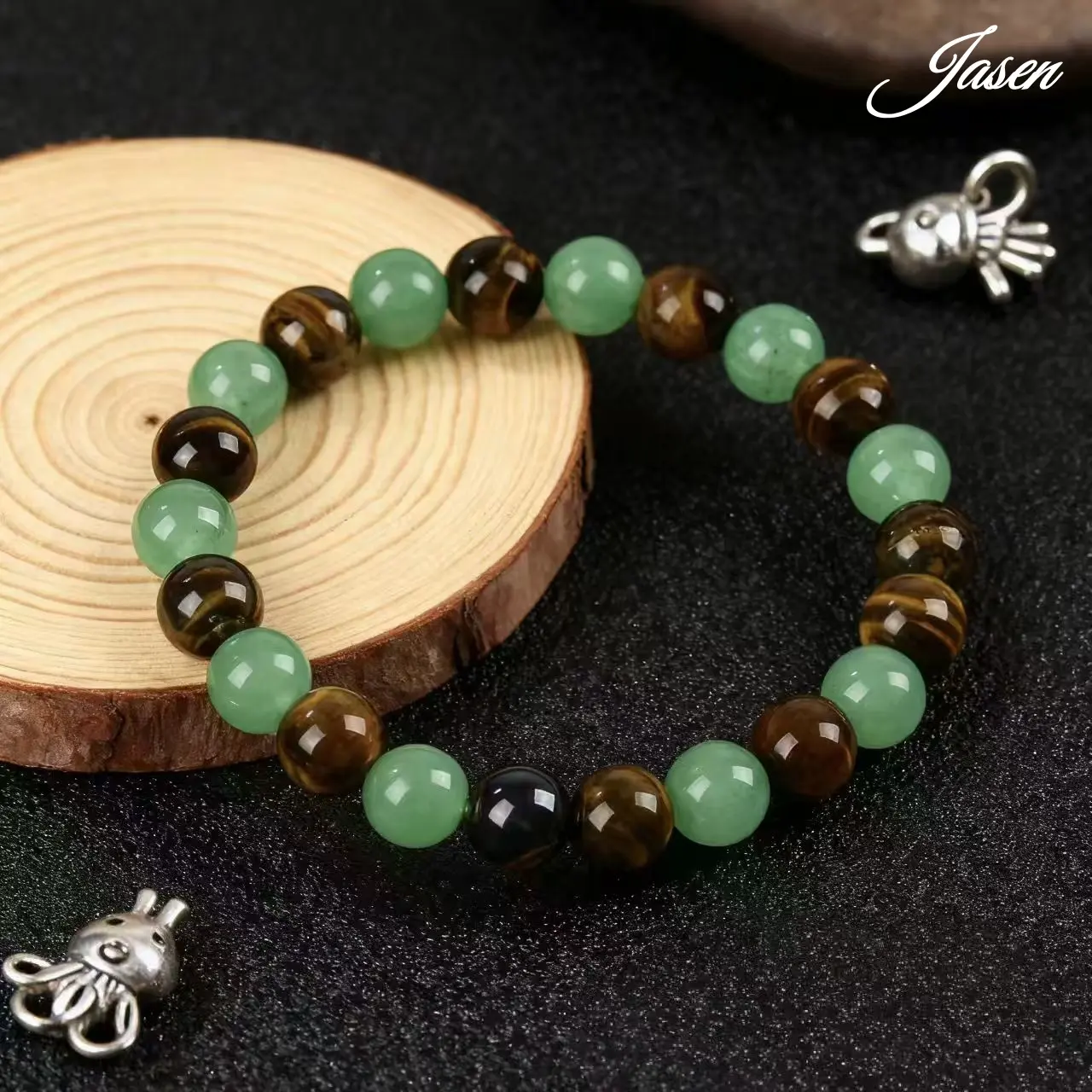 1pc Arpurraina Money Attraction Bracelet with Green Aventurine & Tiger Eye - blue friendship bracelet beaded jewelry protection bracelet encouragement gift fashion artificial bracelet of the day Colorblock Beaded Crystal Bracelet Minimalist Design Abundan