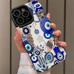Anti-Shock Ultra-Thin Phone Case for iPhone 17/16/15/14/13/12/11/plus/pro Max, Blue Eye Feather Design, Dustproof and Stylish Gift
