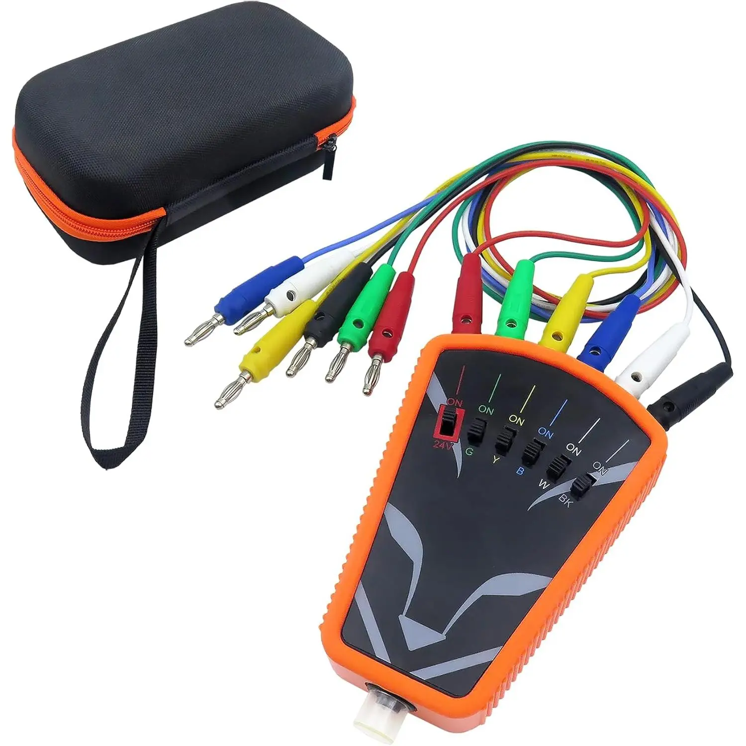 Upgrade Thermostat Bypass Tool Kit - Replacement for Supco Tradefox Jumper King| Professional Jumper Switch for AC/Heating Unit Diagnostic| with 4 Interchangeable Tips & Carrying Case, Compact, Clamps, 6-Jumper Leads, 6-Magnetic Tips