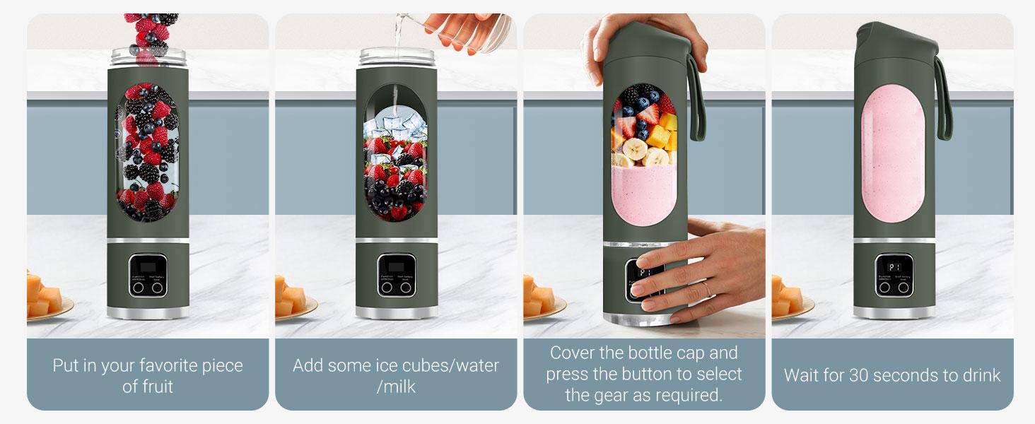 Portable Blender - USB Charging Handheld 500ML Mini Electric Juicer, 50W 1.23 lbs Compact Multifunctional Mixer with 12 Cutting Blades, 1500 mAh Battery, 21000 RPM, 45 Seconds Blending for Shakes, Smoothies (Party Gift, Home Supply), Blenders For Smoothie