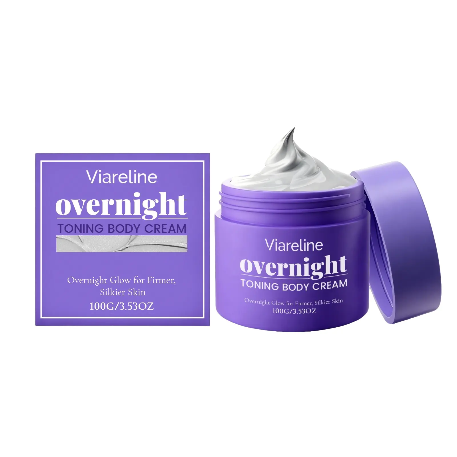 VIARELINE Overnight Toning Body Cream Night Repair Firming Silky Hydrating Moisturizing Body Care Cream Lightweight Milky Moisturizing Moisture Cream