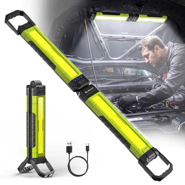 Rechargeable LED Work Light - 3500LM, 8000mAh Magnetic Light Bar with Motion Sensor, Dual Panel, 360° Rotating Handle, Foldable for Garage, Auto Repair