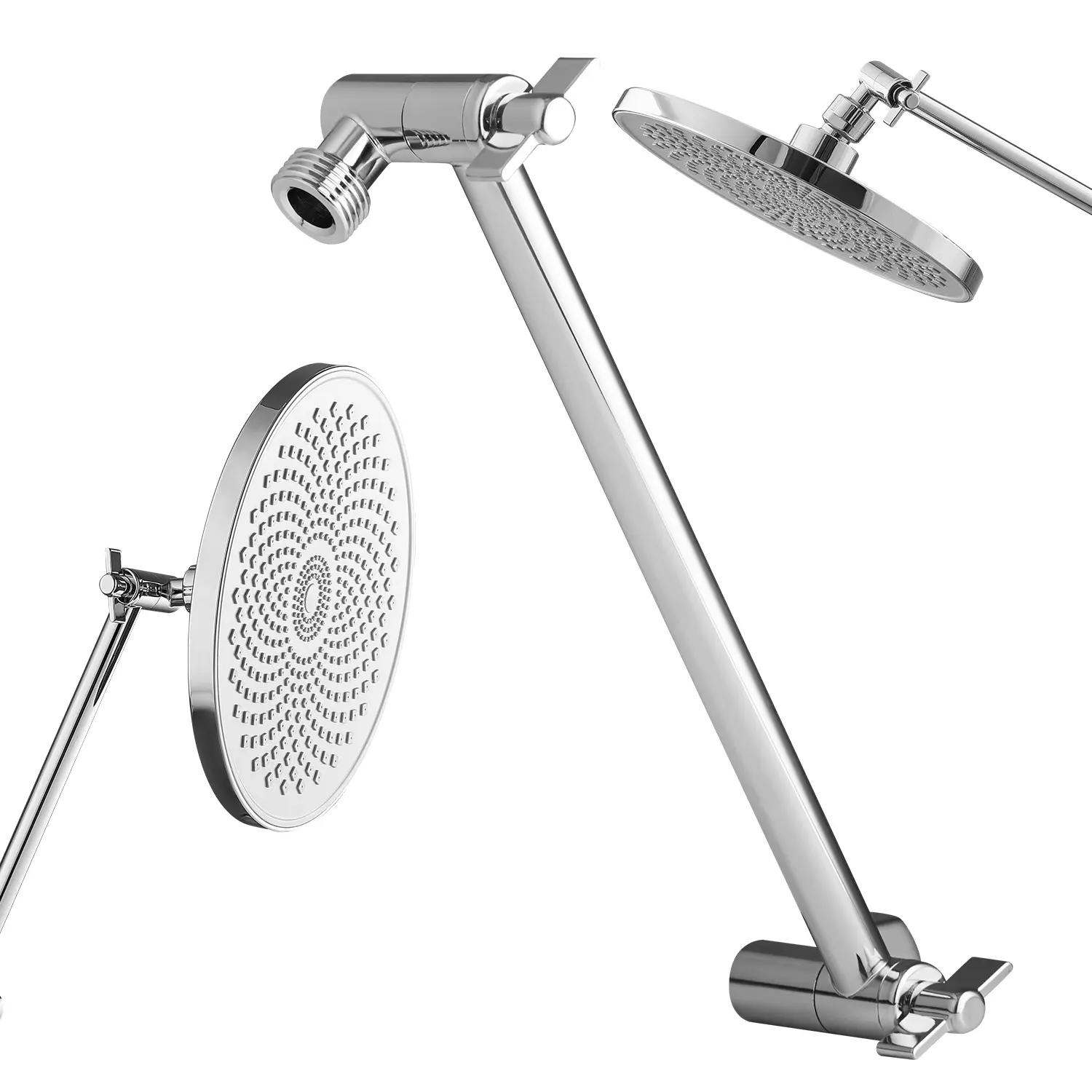 Bathroom Wall Mount Shower Head Extension Arm, 11-in Adjustable Angle & Height G1/2 Universal Extender