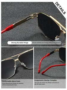 Luckace High-End Fashion Square Sunglasses for Men and Women, Comfortable Painted Craftsmanship, Stainless Steel Frame, Brand Packaging