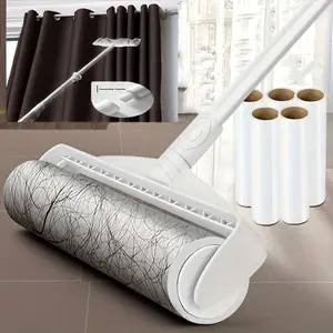 Reusable Adhesive Velvet Roller – 9.45" Pet Hair Remover with Stretchable Handle | Lint & Fur Cleaner for Carpets, Floors, Sofas & Clothes | Includes Replaceable Refill Sheets