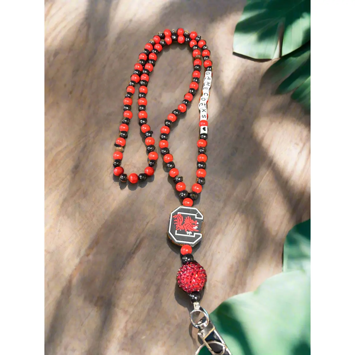 UofSC University of South Carolina Gamecocks Custom Beaded Lanyard