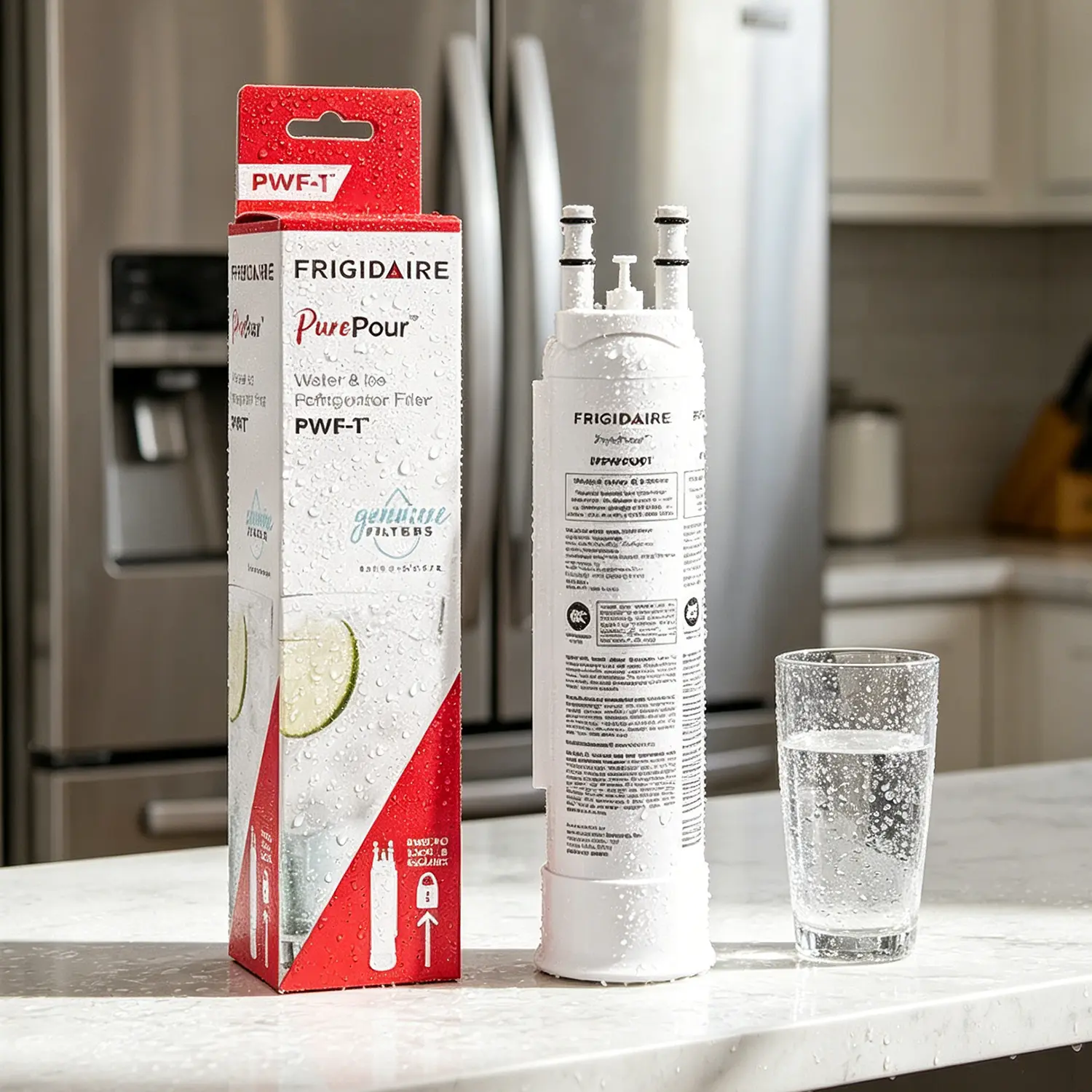 Frigidaire PurePour EPPWFU01 PWF-1 Refrigerator Water Filter Replacement Cartridge - Contaminant Reduction (99% Chlorine, Lead, Mercury), NSF/ANSI 42,53 & 401 Certified, Maintaining Clean Water, 6-Month Lifespan, 1-Piece, Frigidaire Appliances