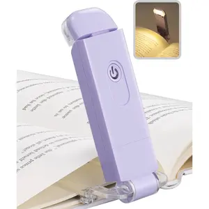 USB Rechargeable Book Light for Reading in Bed, Clip-on LED Reading Lamps Portable Bookmark Lights for , Book Lovers, Warm White, Brightness Adjustable for Eye Protection (Purple)