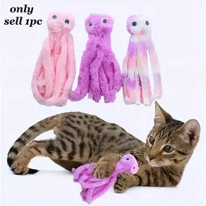 Cartoon Octopus Design Cat Toy, Durable Plush Chew Toy for Cats & Dogs, Interactive Pet Supplies, 1pc Cat Toy