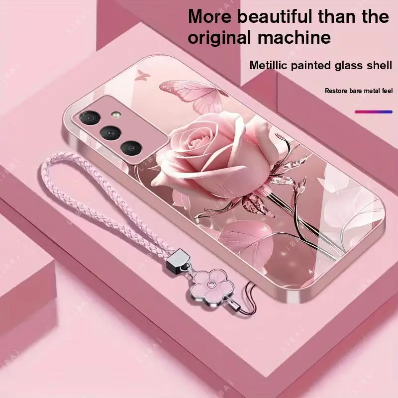 Suitable for [Galaxy A54] high-end phone case，a beautiful four-leaf clover lanyard is included,exquisite and high-end design,a variety of colors are available for you to choose from YM99