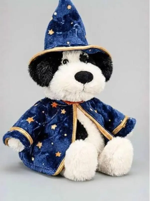 JellyCat Rufferty Puppy 'Wizard' Dog Plush Toy, Soft Black & White Puppy Stuffed Animal, Magical Wizard Costume Plushie, Cute Halloween Gift, Birthday Gift for Kids & Dog Lovers