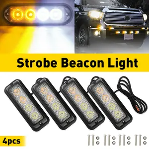 4pcs 4LED Car Amber/White Emergency Beacon Warning Flash Strobe Light Indicator 4pcs 4LED Car Amber/White Emergency Beacon Warning Flash Strobe Light Indicator