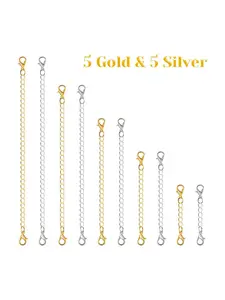Necklace Extension Chain, 10pcs Necklace Metal Extension Minimalist Chain, Diy Jewelry Extension Chain, Jewelry Making Supplies for Necklace Bracelet, Jewelry Making Tools, DIY Jewelry Decoration, Adjustable Chain, Diy Jewelry Accessories