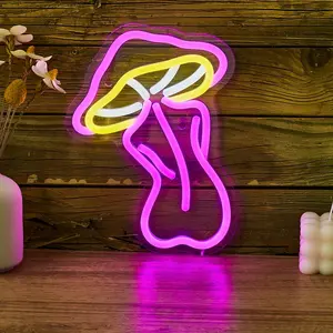 Mushroom Woman Decorative Light, Neon Sign, Indoor Christmas New Year Gift, Wall Decoration Lamp, USB Powered, Home Ornament, Led Neon Lights