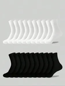 Men's Teen Boys Solid Color Mid-Calf Socks, Casual Sport Basketball Socks, Sports Socks, Athletic Socks, Comfortable Breathable Holiday Gift