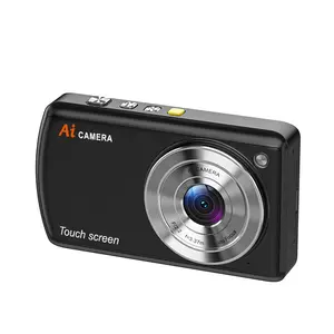 Black AI Vlogging Point & Shoot Digital Camera - 13MP Sensor, IPS Touch Screen, High-Res Shooting, Rechargeable Portable, Wi-Fi Sharing, TF Card Slot, Rear Lens, Cable Included, for Students, with AI Effects