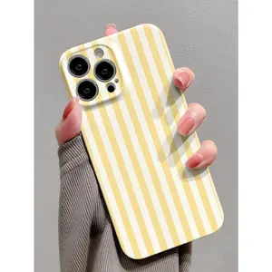 Minimalist Striped Cellphone Case, TPU Breathable Smooth Protective Cover with Dopamine Colors & Cute Style, All-Around Protector for iPhone 17/16/15/14/13/12/11, Ideal Handheld Devices Accessory Holiday Gift for Loved Ones