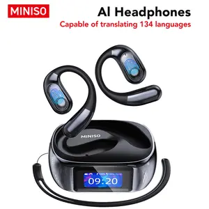 MINISO MS193 OWS Wireless Headphones, LCD Full-Color Display Charging Case, 50h Battery Life, BT6.0 Wireless Earphones, Waterproof Earbuds, Support Music and Games, Birthday Gift, Open Ear High Quality Headphones, Wireless Earbuds Headset