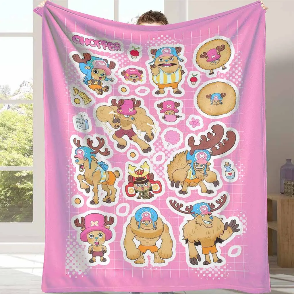 Anime Character Flannel Blanket with Chopper Cartoon Print Soft Lightweight Warm Cozy for Sofa Bed Travel Room Decor Home Office Ideal Gift for One Piece Fans and Anime Enthusiasts tiktokshopspringglowup