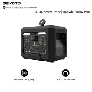[GEYOTO N1000 Storm Ready Portable Power Station] 1024Wh LiFePO4, 1800W Output (3000W Peak), 25W Wireless Charging, <10ms UPS, App Control, Emergency Backup Power for Home, RV & Hurricane Season