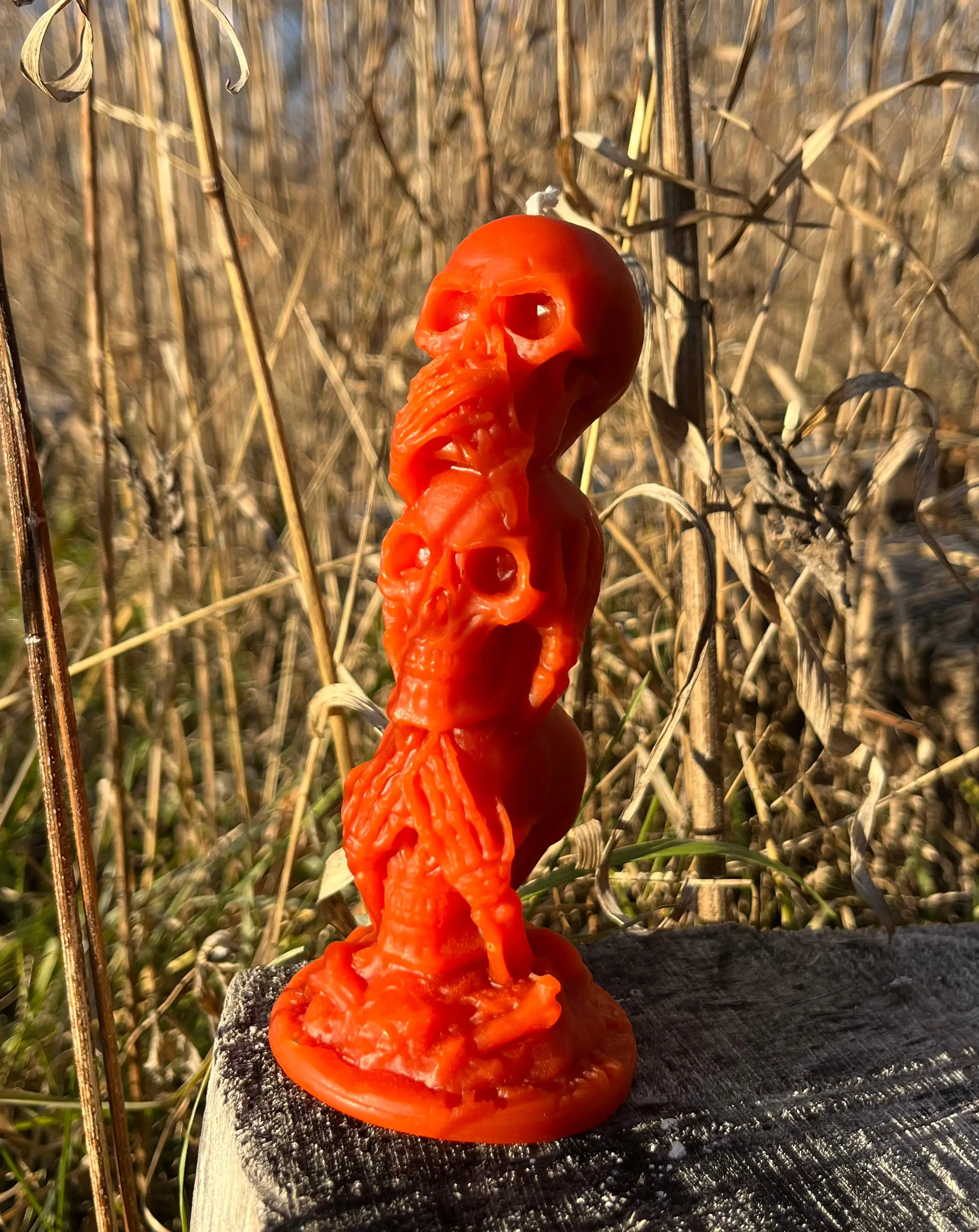 Funny Custom-Shaped Triple Skulls Hear-See-Speak No Evil Beeswax Household Candle, Home Decor Ornament