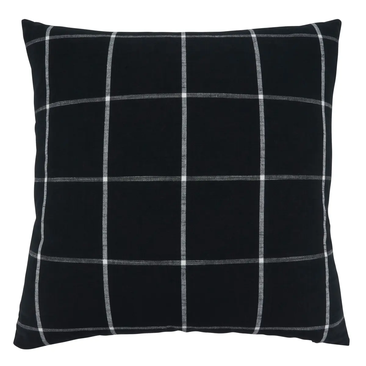SARO 389P.BK20SP 20 in. Square Black Large Plaid Throw Pillow with Poly Filling