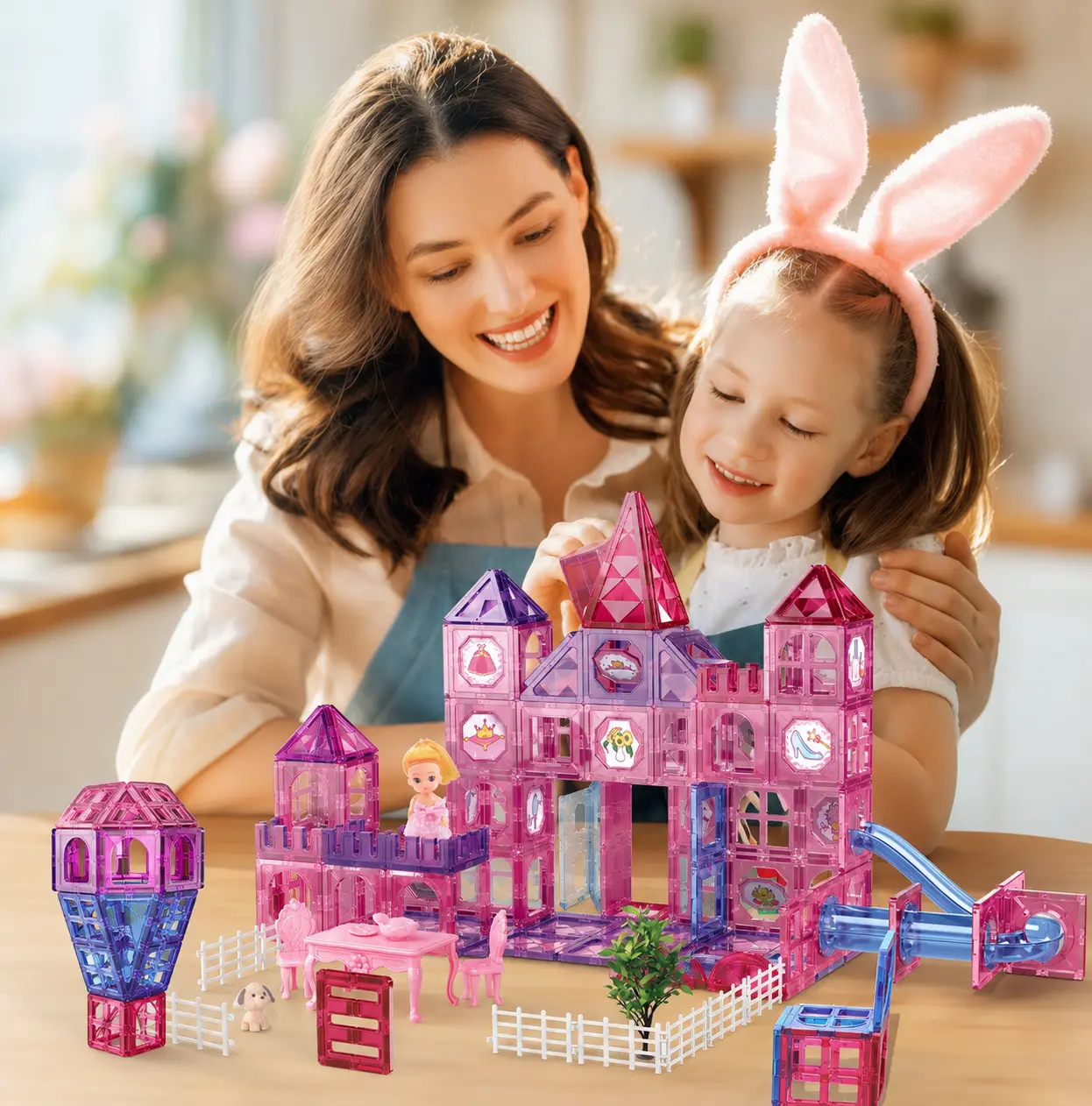 Professional STEM Developmental Toy to Improve Kids Hands-on Operation&Spatial Imagination,154-Piece Magnetic Tile Building Block Educational Set for Toddlers 3-4,High-Attraction Colorful Magnet Bricks for Unlimited Creative DIY Construction,Fidget Toy