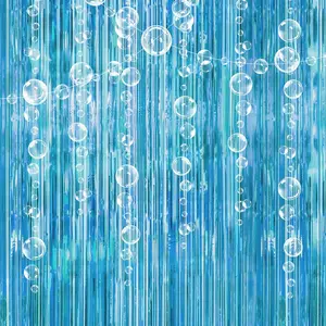 Under The Sea Party Decorations Bubble Garland Backdrop Mermaid Birthday Party Decorations Ocean Theme Streamers Foil Fringe Curtain Pool Beach Theme Decor Bubbles Backdrop
