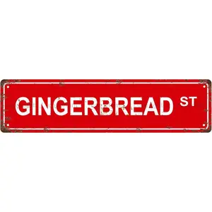 GINGERBREAD ST Vintage Metal Tin Sign, Street Sign, Home Decor, Room Decor, Wall Decor, Bathroom Decor, Bar Decor, Cafe Decor, Garage Decor, 16 x 4 Inch