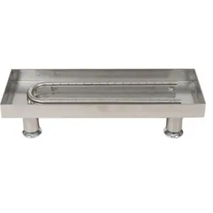 212 MAIN Dagan U-Straight Burner Pan, 304 Stainless Steel, 3¾" Clearance, for Fireplace Use, Natural Gas Compatible