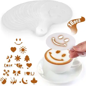 Zulay Plastic Stencils for Latte Art - 16 Pack with Beautiful Patterns for Decorating Coffee, Tea, Cakes, & Cupcakes