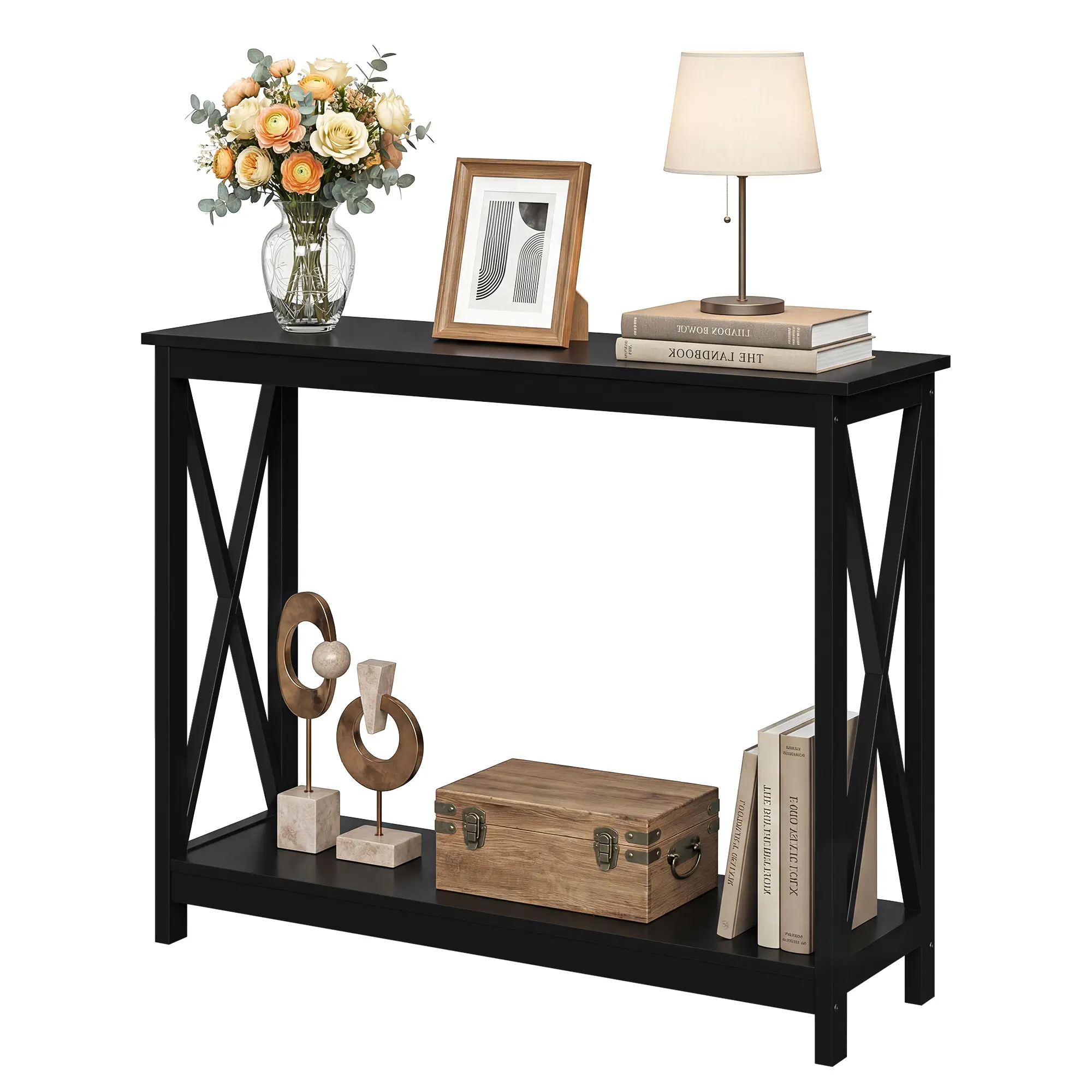 New Choice Deal Simple Style Entryway Console Table – 32" H X-Shape MDF Table for Hallway, Living Room, Bedroom, Foyer Table, Multipurpose Pedestal Tables