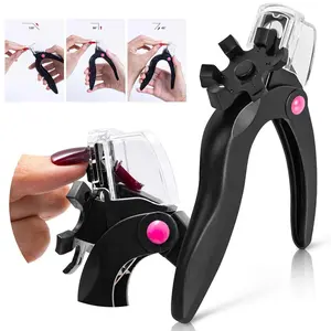 Adjustable Acrylic Nail Clippers with Sizer & Catcher, Nail Tip Cutter with Length Dial, Professional Stainless Steel Trimmer for Fake False Nails, Nail Extensions, Manicure Salon Home