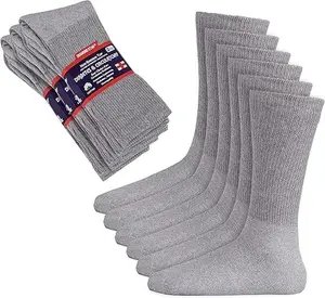 DIAMOND STAR 3 Pairs Diabetic Socks, Non-Binding Circulatory Cushion Cotton Crew Diabetic Socks for Men Women Menswear 13-15 Grey