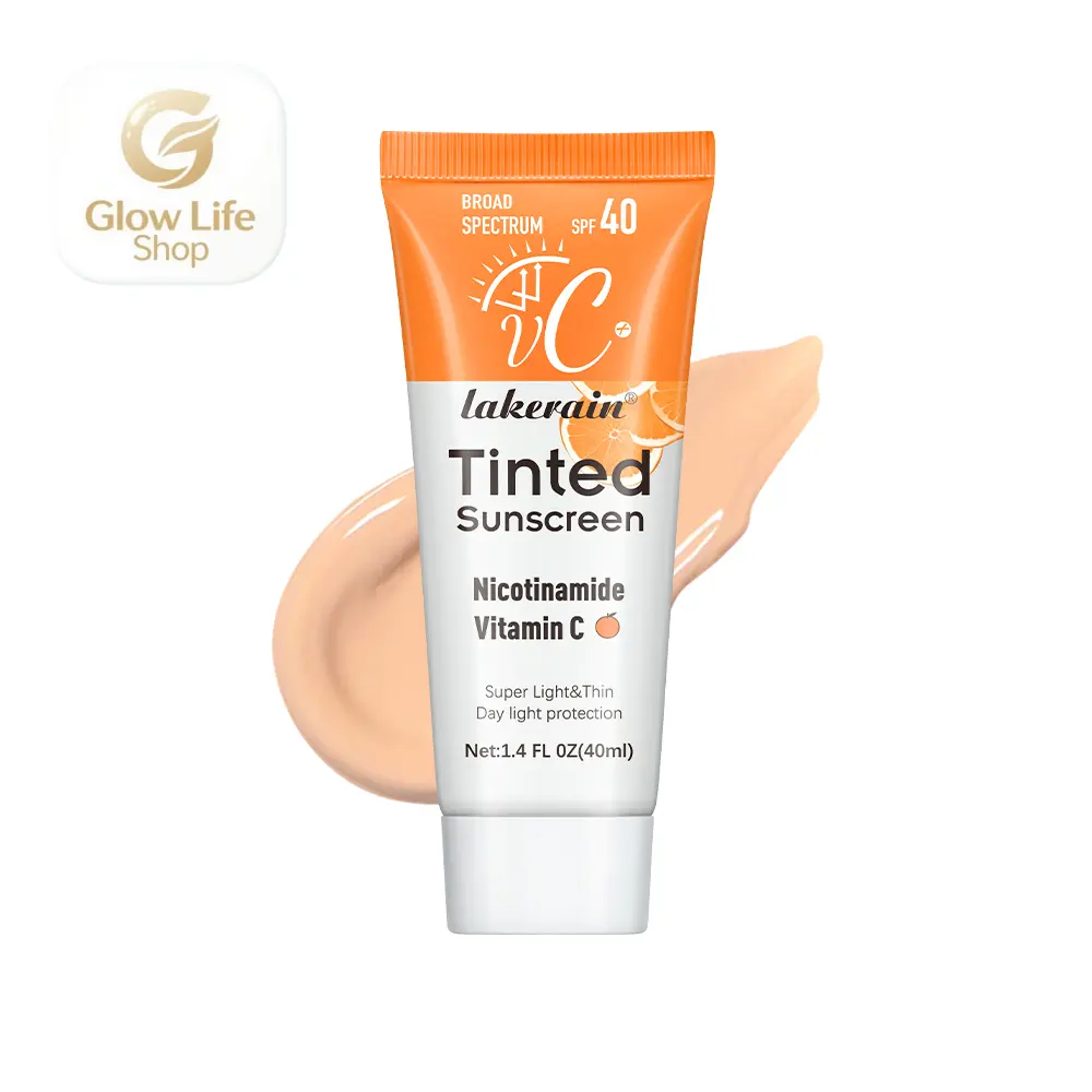 Lightweight Tinted Glow Sunscreen, Broad Spectrum SPF with Vitamin C & Niacinamide, Anti-Sunburn Anti-Tanning Brightening Face Sunscreen, Non-Greasy Daily Sun Care Mother's Day Gift